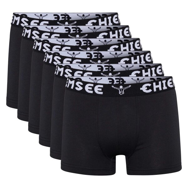 CHIEMSEE Herren Boxershorts, 6er Pack - Shorts, Logobund, einfarbig Schwarz M