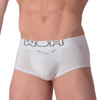 WOH Herren Trunk - Sexy Fun, Basic Shorts, Logo, Baumwoll-Stretch, einfarbig Weiß S