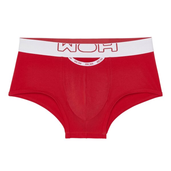 WOH Herren Trunk - Sexy Fun, Basic Shorts, Logo, Baumwoll-Stretch, einfarbig Rot XL