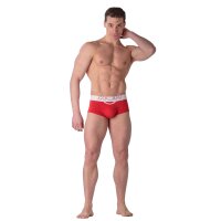WOH Herren Trunk - Sexy Fun, Basic Shorts, Logo, Baumwoll-Stretch, einfarbig Rot XL