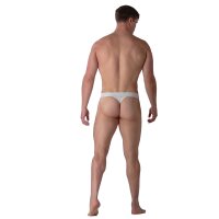WOH Herren G-String - Sexy Fun, Basic Slip, Logo, Baumwoll-Stretch, einfarbig Weiß S