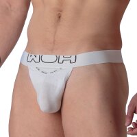 WOH Mens Trunk - Sexy Fun, basic shorts, logo, cotton stretch, plain White S (Small)