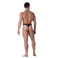 WOH Herren G-String - Sexy Fun, Basic Slip, Logo, Baumwoll-Stretch, einfarbig Schwarz XL