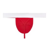 WOH Herren G-String - Sexy Fun, Basic Slip, Logo, Baumwoll-Stretch, einfarbig Rot M