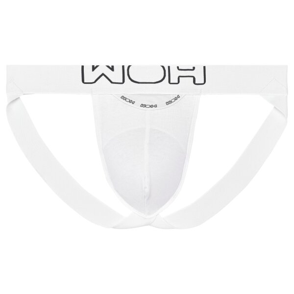 WOH Mens G-String - Sexy Fun, Basic Underwear, Logo, Cotton Stretch, plain White S (Small)