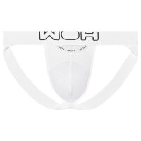 WOH Herren Jockstrap - Sexy Fun, Basic Slip, Logo, Baumwoll-Stretch, einfarbig Weiß S