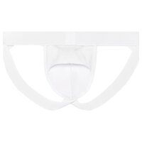 WOH Mens G-String - Sexy Fun, Basic Underwear, Logo, Cotton Stretch, plain White S (Small)