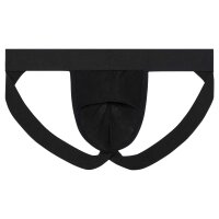 WOH Mens G-String - Sexy Fun, Basic Underwear, Logo, Cotton Stretch, plain Black XL (X-Large)