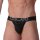 WOH Mens G-String - Sexy Fun, Basic Underwear, Logo, Cotton Stretch, plain Black XL (X-Large)