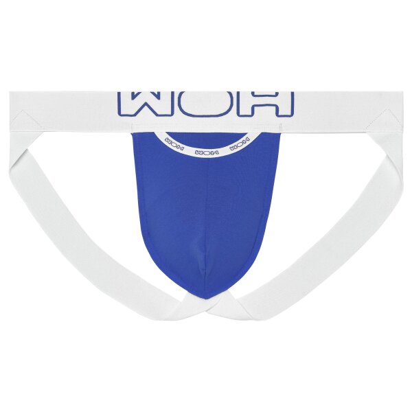 WOH Herren Jockstrap - Sexy Fun, Basic Slip, Logo, Baumwoll-Stretch, einfarbig Blau M