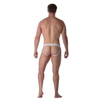 WOH Mens G-String - Sexy Fun, Basic Underwear, Logo, Cotton Stretch, plain Blue M (Medium)