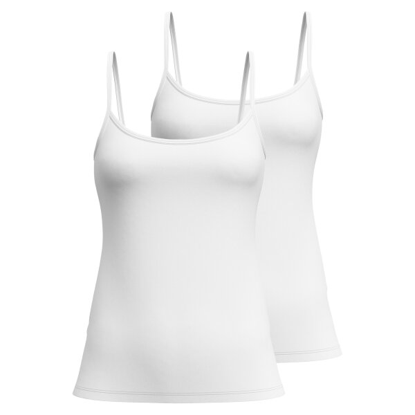 CALIDA Damen Spaghettitop 2er Pack - Essential Cotton, Unterhemd, Top, Jersey, einfarbig Weiß XS (36/38)