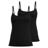 CALIDA womens spaghetti top 2 pack - Essential Cotton, undershirt, top, jersey, solid color Black 36/38 (UK 10/12)