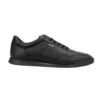 BOSS mens trainers – Nitan ltpf, low-top sneaker, trainer, real leather, logo Black EUR 41 (UK 7)