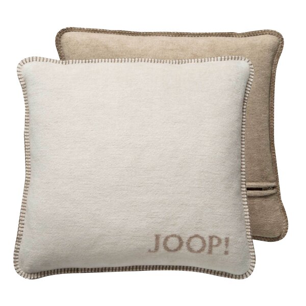 JOOP! cushion cover - MDF Melange Doubleface, logo Natural 50x50cm