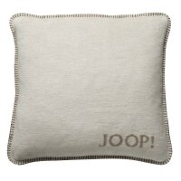 JOOP! cushion cover - MDF Melange Doubleface, logo Natural 50x50cm