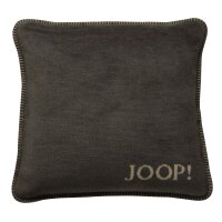 JOOP! Kissenhülle - MDF Melange Doubleface, Logo Braun 50x50cm