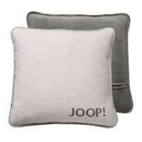 JOOP! cushion cover - MDF Melange Doubleface, logo Ecru 50x50cm