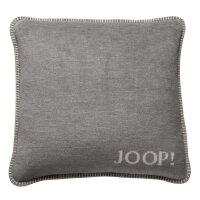 JOOP! cushion cover, 2-pack – MDF Melange Doubleface, logo Light grey 50x50cm