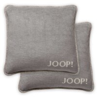 JOOP! Kissenhülle, 2er Pack - MDF Melange Doubleface, Logo Hellgrau 50x50cm