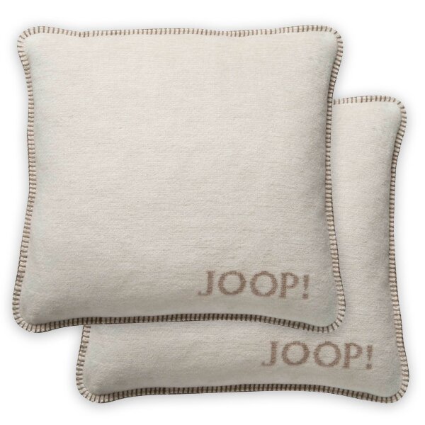 JOOP! Kissenhülle, 2er Pack - MDF Melange Doubleface, Logo Natur 50x50cm