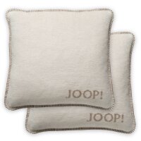 JOOP! Kissenhülle, 2er Pack - MDF Melange Doubleface, Logo Natur 50x50cm