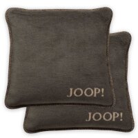 JOOP! Kissenhülle, 2er Pack - MDF Melange Doubleface, Logo Braun 50x50cm