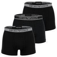 EMPORIO ARMANI Herren Trunks, 3er Pack - CORE LOGOBAND, Shorts, Stretch Cotton Schwarz2 M