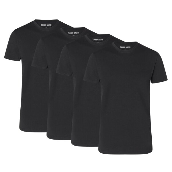CAMP DAVID Mens T-Shirts, 4-Pack - Crew Neck T-Shirt 4P, Cotton Stretch Black XL (X-Large)