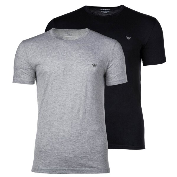 EMPORIO ARMANI Mens T-shirt, 2-pack - ENDURANCE, round neck, stretch cotton Black/grey S (Small)