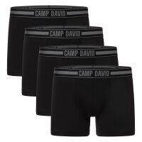 CAMP DAVID Herren Boxershorts, 4er Pack - Comfort Cotton Boxershorts 4P, Logo Schwarz M