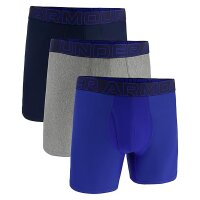 UNDER ARMOUR Herren Boxershorts, 3er Pack - Performance Tech Boxer Briefs Solid 6 in, Stretch, einfarbig Blau/Grau 4XL