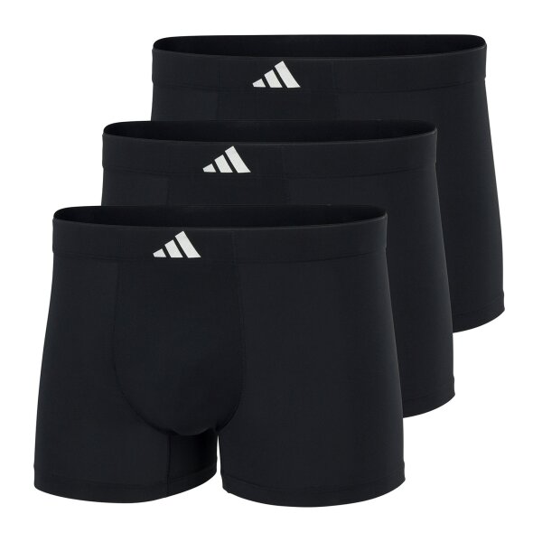 adidas Herren Boxershorts, 3er Pack - Active Micro Tech, Trunks,  Logo, einfarbig Schwarz S