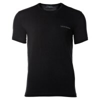 EMPORIO ARMANI Mens T-shirt, 2-pack - CORE LOGO BAND, round neck, stretch cotton Black2 L (Large)