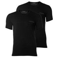 EMPORIO ARMANI Mens T-shirt, 2-pack - PURE COTTON, short sleeve, round neck, logo Black M (Medium)