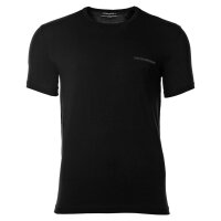 EMPORIO ARMANI Mens T-shirt, 2-pack - PURE COTTON, short sleeve, round neck, logo Black M (Medium)