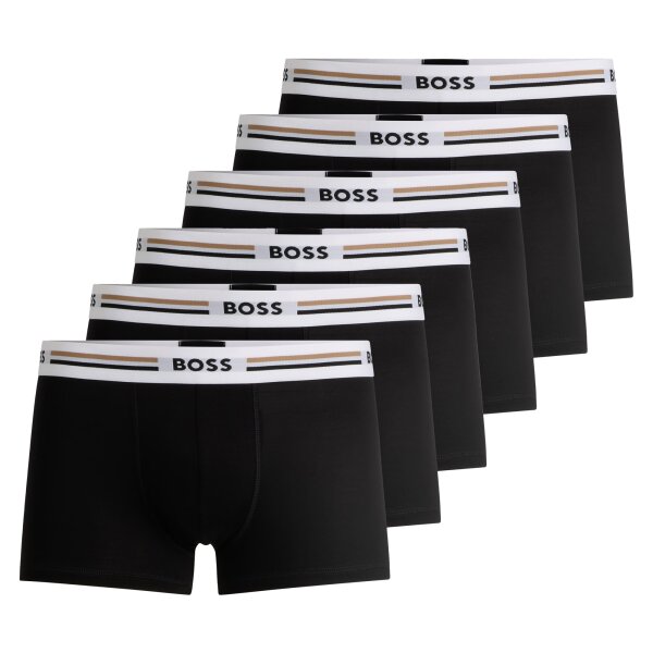 BOSS mens trunks, 6-pack - 6P Revive, boxer shorts, viscose stretch, logo Black XL (X-Large)