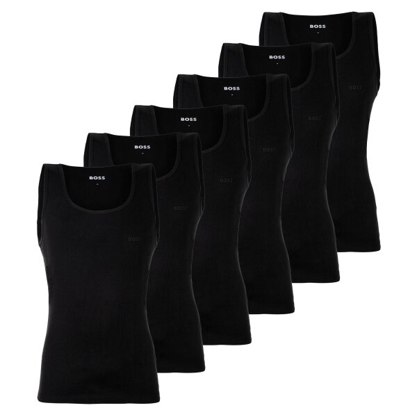 BOSS Herren Unterhemden, 6er Pack, gerippt - Tank Top RibClassic, Rundhals, Baumwolle Schwarz M