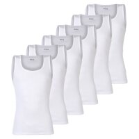 BOSS mens vests, 6-pack, ribbed - Tank Top RibClassic, round neck, cotton White M (Medium)