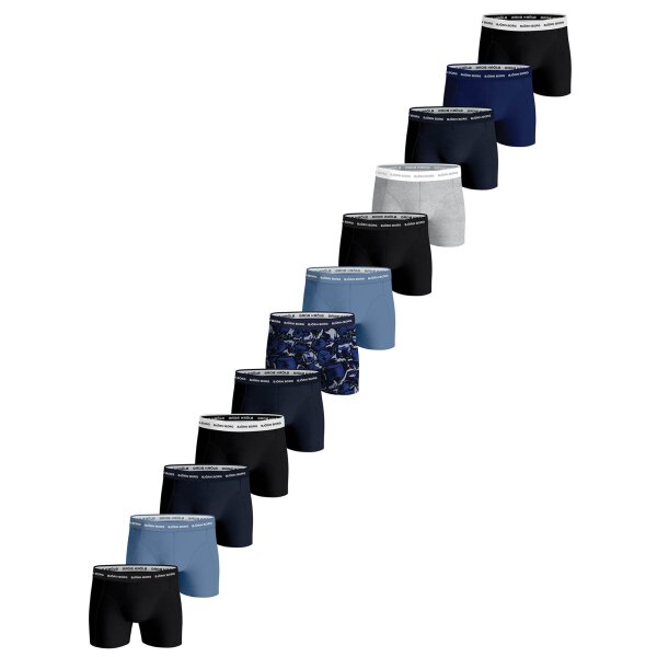 BJÖRN BORG Herren Boxershorts, 12er Pack - Cotton Stretch Trunks, Logo, Baumwolle Schwarz/Grau/Blau XXL
