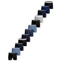 BJÖRN BORG Herren Boxershorts, 12er Pack - Cotton Stretch Trunks, Logo, Baumwolle Schwarz/Grau/Blau XXL
