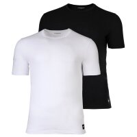 EMPORIO ARMANI Herren T-Shirt, 2er Pack - ESSENTIAL LOGOLABEL, Rundhals, Regular Fit, Stretch Cotton Schwarz/Weiß XL