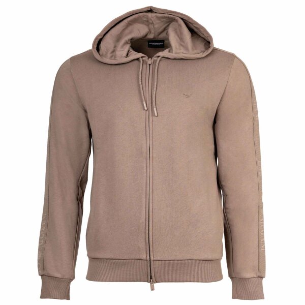 EMPORIO ARMANI Herren Sweatjacke mit Kapuze - BASIC TERRY, Zipper, Cotton-Mix Beige M