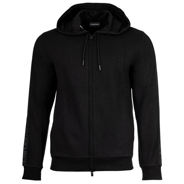 EMPORIO ARMANI Herren Sweatjacke mit Kapuze - BASIC TERRY, Zipper, Cotton-Mix Schwarz 2XL