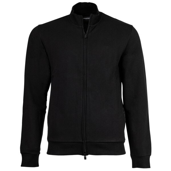 EMPORIO ARMANI mens sweat jacket with stand-up collar - BASIC TERRY, zip, cotton blend Black M (Medium)
