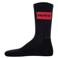 HUGO Herren Socken, 6er Pack - QS Rib Label CC, gerippt, Logo, Baumwollmischung Schwarz/Weiß 39-42