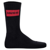 HUGO Herren Socken, 6er Pack - QS Rib Label CC, gerippt, Logo, Baumwollmischung Schwarz 39-42