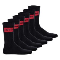 HUGO mens socks, 6-pack - QS Rib Label CC, ribbed, logo, cotton blend Black 39-42 (UK 5-8.5)