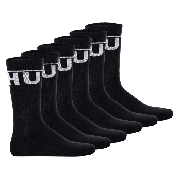 HUGO mens socks, 6-pack - QS Iconic CC, ribbed, logo, cotton blend Black 39-42 (UK 5-8.5)