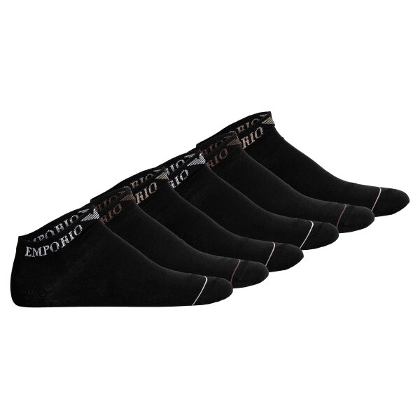 EMPORIO ARMANI mens sneaker socks, 6-pack - EXTENDED LOGO, multipack, logo Black 44-47